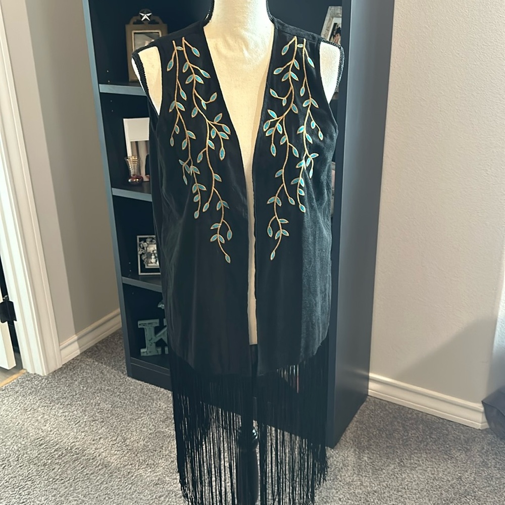 Fringe, brocade vest with fringe